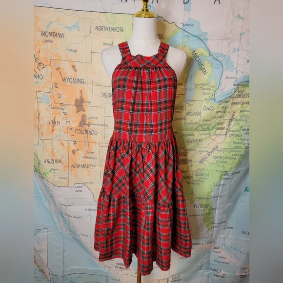 Vintage Candy Shaw Red Plaid Dress Size 6 Holiday - Picture 1 of 13